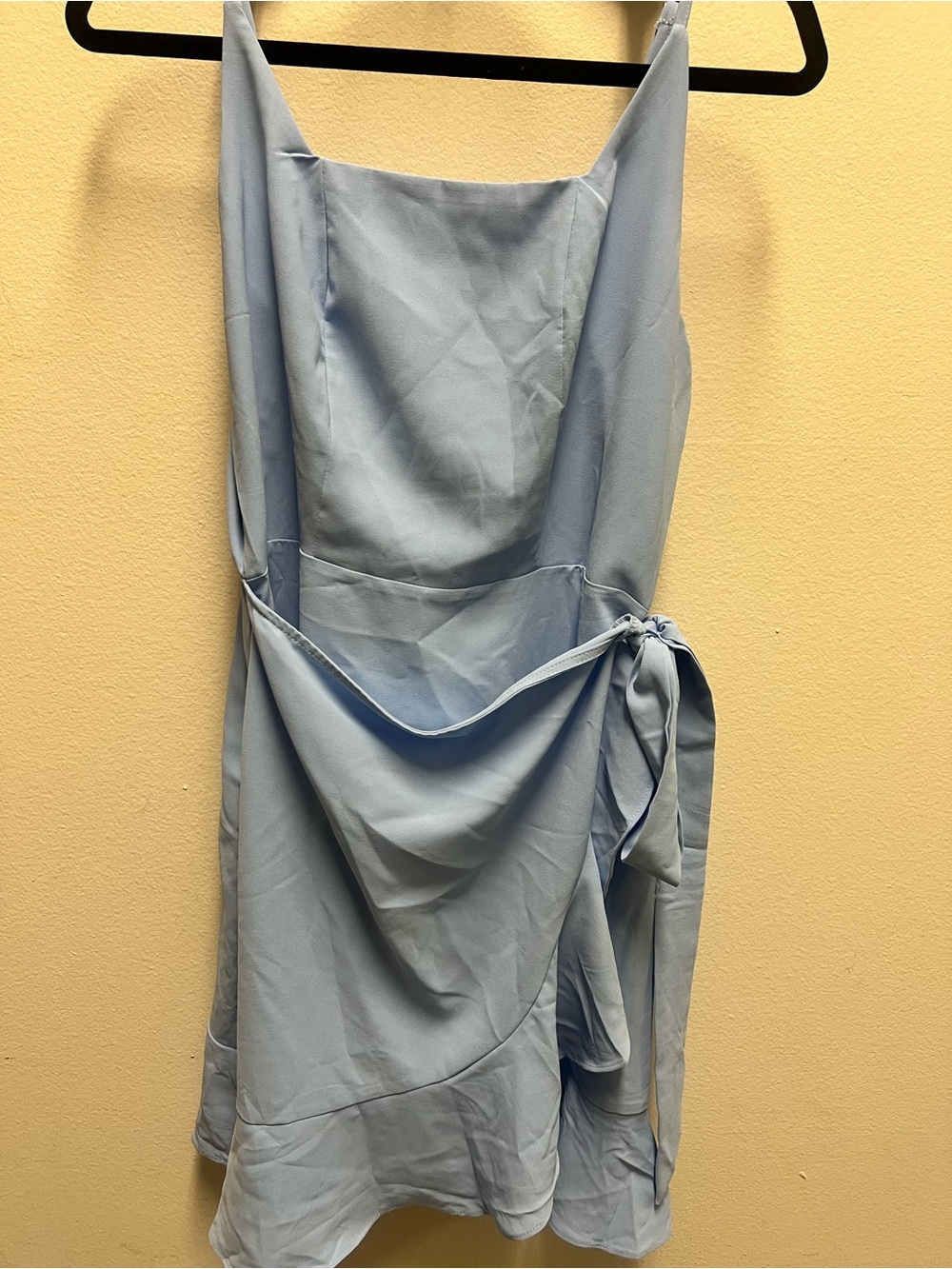 Amazon Essentials Light Blue Mini Wrap Dress with Tie Waist